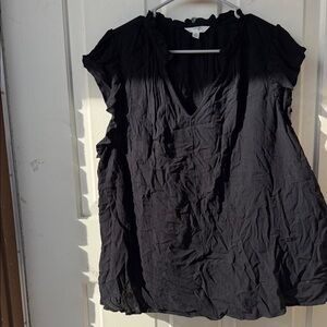 Terra & Sky Black Ruffled Blouse